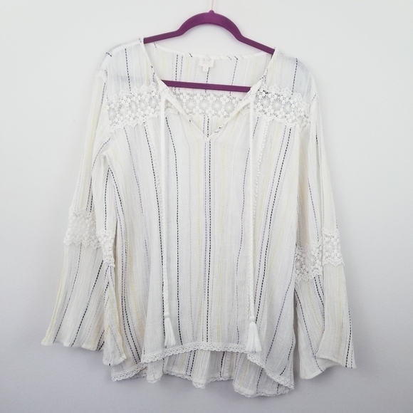 Surf Gypsy | Sunset Stripe Long Sleeve Tunic Top - Picture 1 of 7